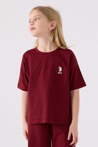 U.S. Polo Assn. Kız Çocuk Bordo Bermuda Takım Bordo