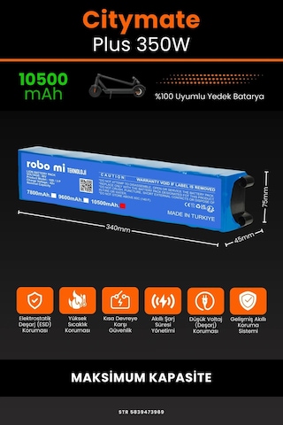 Citymate Plus 350w / 36v 10500mAh Elektrikli Scooter Bataryası
