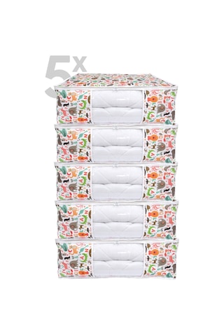 Vedsey 5' Li 50x70x25 Set Hayvan Desenli Baza Altı Organizer Hurç Çok Renkli