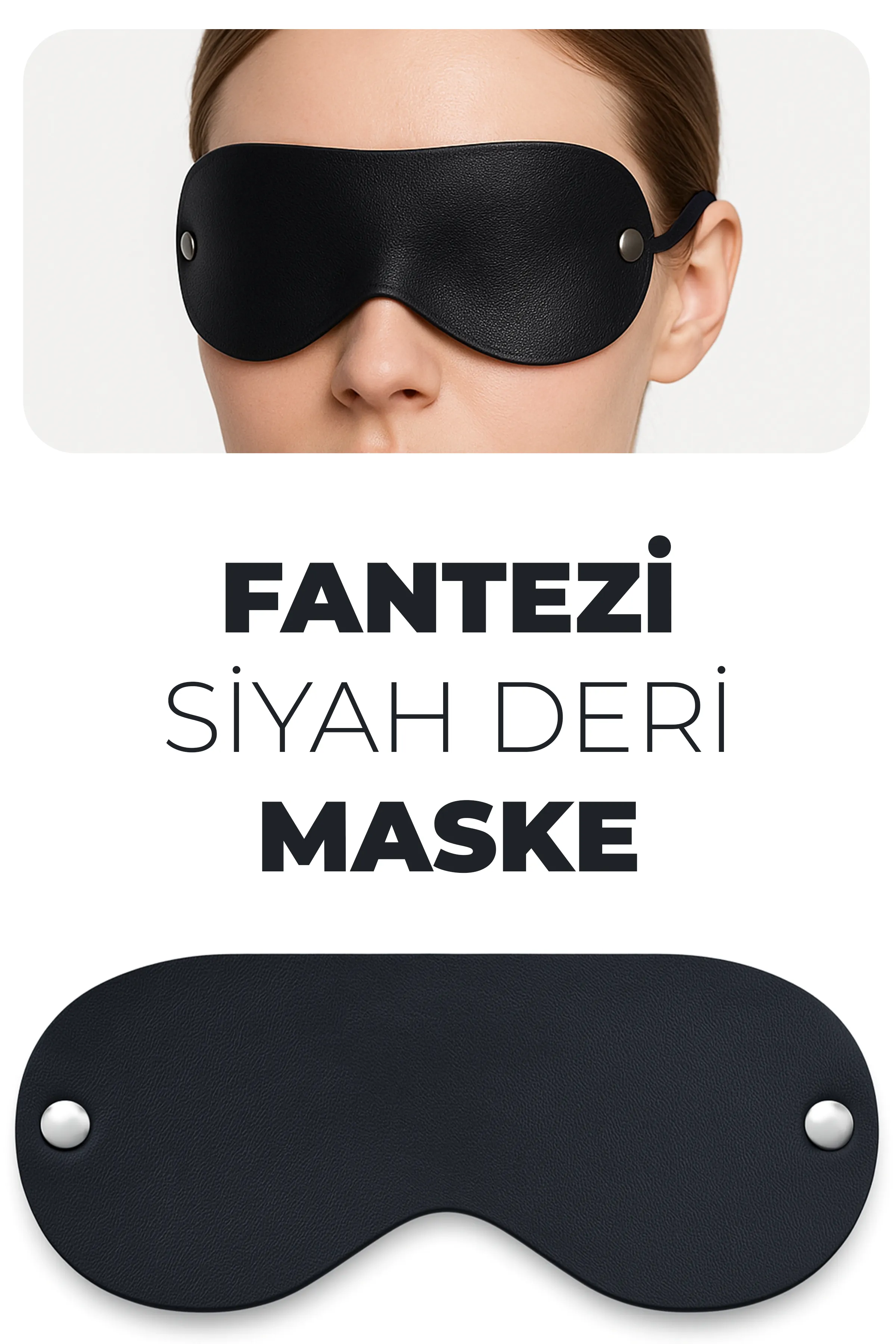 Deri Fantezi Göz Maskesi, Işık Geçirmez Yumuşak Dokulu Göz Bandı Siyah
