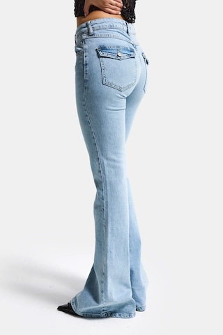 it's basic Kadın Ice Rengi 4s6-3 Sln05 Mide Rise Flare Fit Süper Esnek Kumaş İç Boy 83cm Denim Jean Buz Mavi