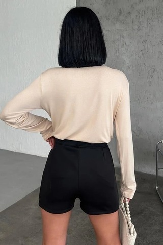Urfakent Rahat Ve Şık Uzun Kollu Bisiklet Yaka Likralı Viskon Penye Body Bej
