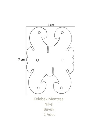 Nikel Dekoratif Kelebek Menteşe Büyük 2 Adet 7cm X 5cm Nikel