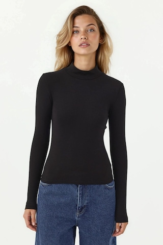 Hiccup Slim Fit Turtleneck Uzun Kollu Yumuşak Viskon Üst Siyah