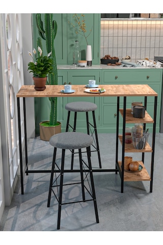 Retodesign Raflı Yuvarlak Tabureli Bar Takımı 4651a Atlantikçam