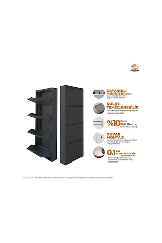 4'lü Metal Ayakkabılık - Antrasit