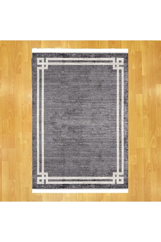 Modern Bordürlü 160 X 230 Yün Halı Gri