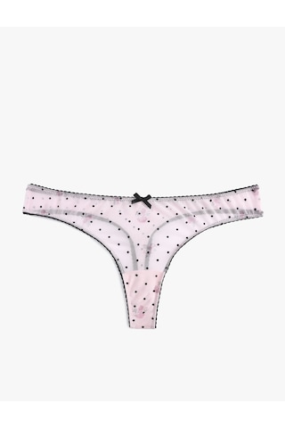Koton Fiyonk Detaylı Puantiyeli Tül String Külot Pembe Desenli 7wlk30062mk