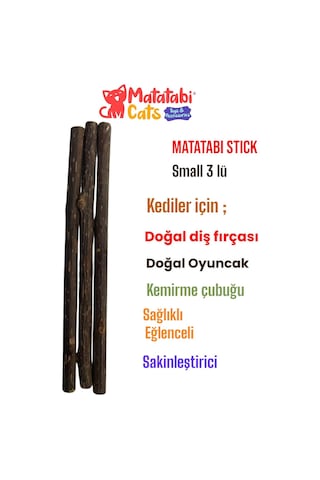 Matatabi Stick Small 3'lü Doğal Çiğneme Çubuğu, Kedi Oyuncağı 12 Cm