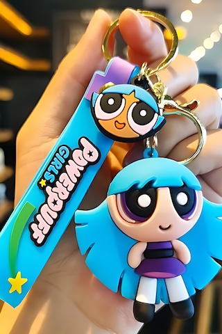 Powerpuff Girls Bliss Mavi Figürü Anahtarlık Aksesuar Çanta Süsü Silikon 3d Aksiyon Figürü Açık Mavi