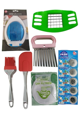 11 Adet Pratik Mutfak Gereçleri Patates Dilimleme, Çay Süzgeçi Rastgele Renk