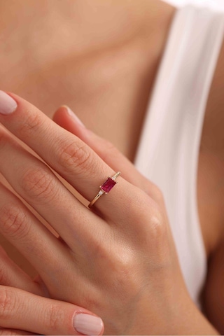 Pembe Baget Taşlı Minimal Terra Yüzük Gianfranco