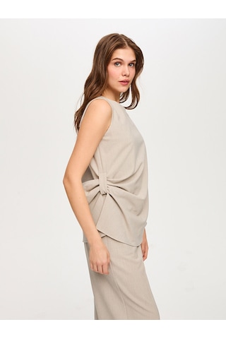 Faik Sönmez Beli Bağcık Detaylı Kolsuz Bluz S26blz031 Us26blz03172 Taş