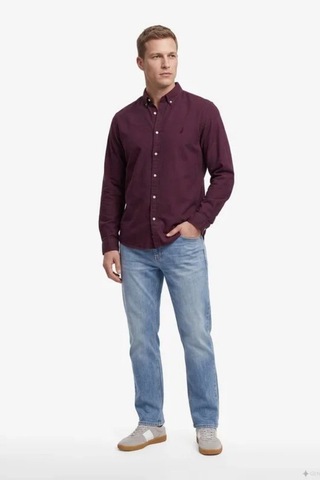 Nautica Erkek Kırmızı Regular Fit Gömlek-24774 Bordo