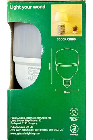 Sylvania 18w 3000k Sarı Işık E27 Duylu Torch Ampul 10 Adet