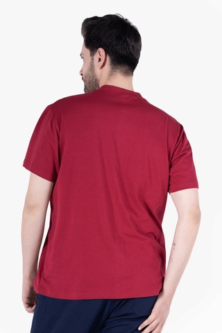 T-shirt V Yaka %100 Pamuk Bordo