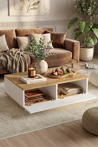 Yurudesign Future Tv Ünitesi Orta Sehpa Konsol 3'Lü Set Çam-Beyaz FR18-AW