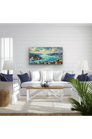 Bezos İstanbul Boğaz Manzarası Kanvas Tablo 60x120cm Bezos1 Çok Renkli