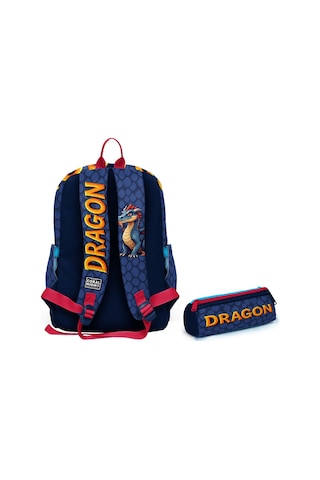 Coral High Okul Sırt Çantası Ve Kalemlik Seti - Mavi Sarı Dragon Desenli Erkek Çocuk Setygn33213c Çok Renkli