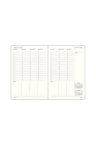 Leuchtturm1917 Çanta Boy B6+ 12 Aylık Hafta Ajandası 2026 Sert Kapak, İngilizce, Spring Leaf372768 Yeşil