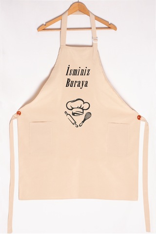 Mutfak Önlüğü Kişiye Ve İsme Özel Nakışlı Mutfak Önlüğü Şef 2 Farklı Renkler Krem