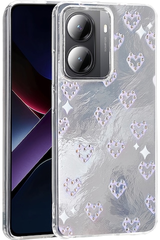 Xiaomi Poco X7 Pro Kılıf Kamera Korumalı Figürlü Zore Ponti Silikon Kapak Beyaz
