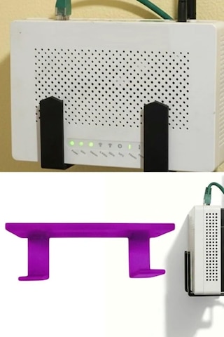 Kendinden Yapışkanlı Duvara Asılabilir Modem Adsl Wifi Router Saklama Duvara Montaj Kutusu Organizer Raf Mor Çok Renkli