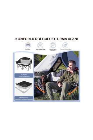 Kingcamp Loveseat Double Çift Kişilik Katlanır Kamp Sandalyesi B.grey Gri - Siyah