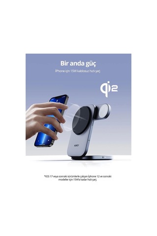 Aukey Lc-mc312-gy Magfusıon Z Qı2 15w Katlanabilir 3 Ü 1 Arada Mıknatıslı Kablosuz Şarj Cihazı Çok Renkli