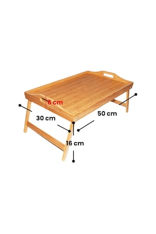 Katlanır Ayaklı Bambu Yatak Tepsisi Ahşap Laptop Standı, Kitap Okuma Ve Çalışma Rahlesi, Kahv Naturel