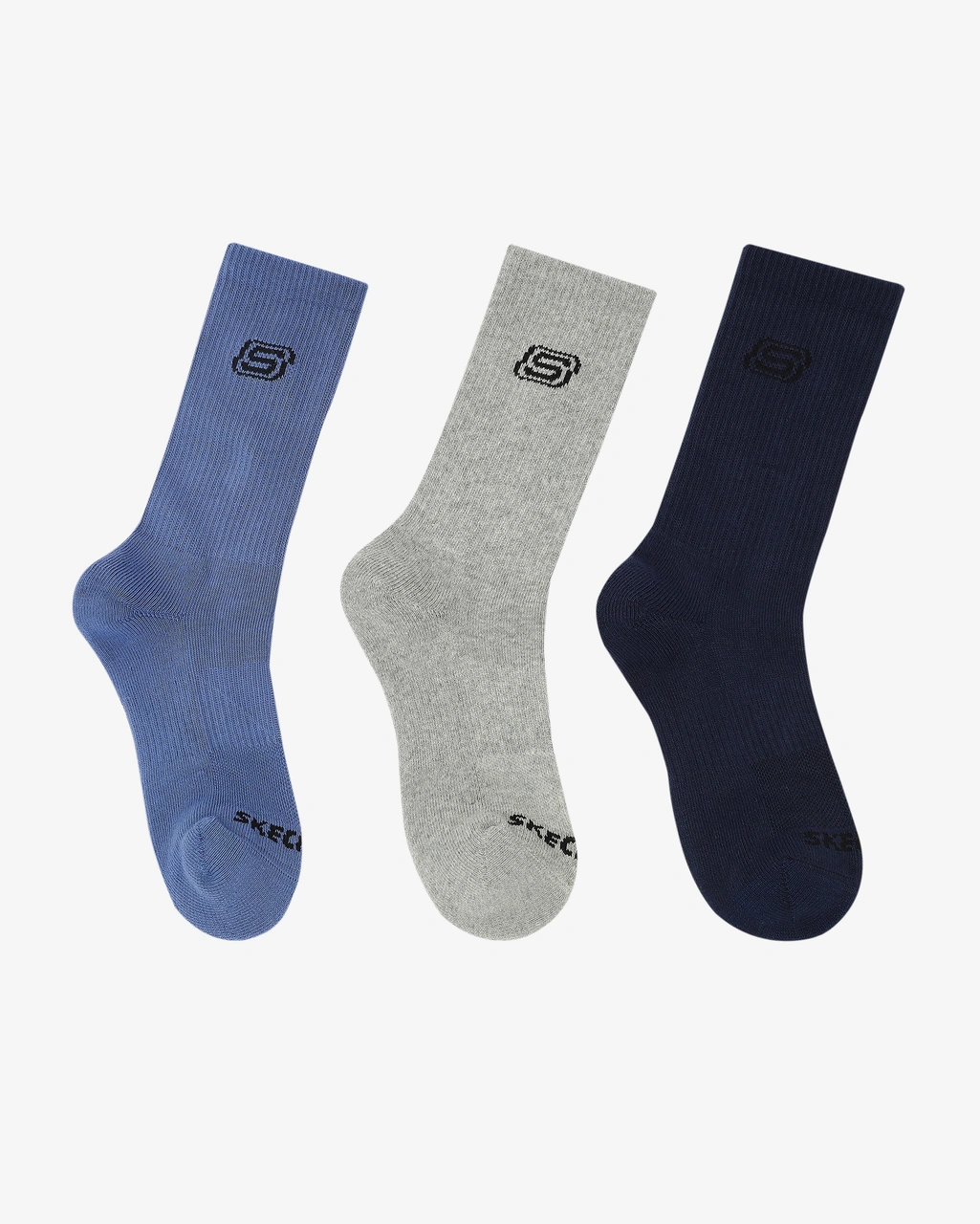 Skechers 3'lü Unisex Yarım Taban Destekli Ribanalı Crew Çorap Unisex Lacivert Çorap S117453-460 Lacivert