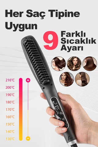 3 İn 1 Yeni Nesil Saç Düzleştirici Tarak 210 Derece Isı Ayarlı Seramik Taban Hızlı Şekillendirme