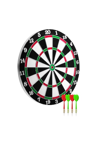 12 İnç Ahşap Dart Tahtası 4 Adet Metal Uçlu Dart Oku Dahil