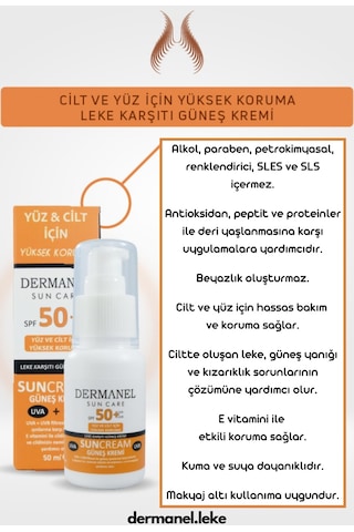 Dermanel Leke Karşıtı Güneş Kremi 50 ML + Dermanel Nemlendirici Ve Aydınlatıcı Güneş Kremi 50 ML
