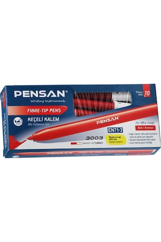 Pensan 3003 10Lu Ofis Tipi Kırmızı Keçeli Kalem