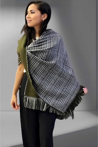 Tezzgelsin Kadın Çift Taraflı Düz Renk Yumuşak Dokulu Omuz Şalı Atkı 7 CM x 18 CM Haki - Gri