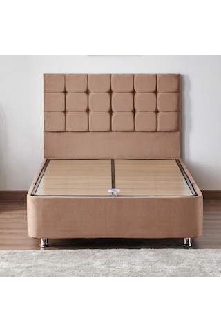 Nironyatak Niron Rama Baza Ve Başlık Seti 120X200 Cm Tek Kişilik Sütlü Kahve