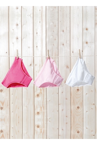 Kız Çocuk Külot 3lü Paket 1294 - Fuşya Pembe Beyaz Çok Renkli