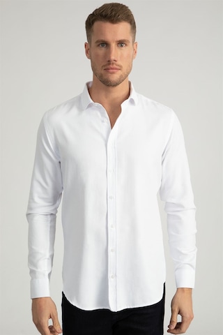 Tudors 22773 Slim Fit Dar Kesim Armürlü Erkek Gömlek Beyaz