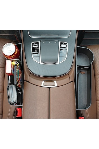 Ulzyvf Premium Deri Konsol Organizatörü - Abs Malzeme, 2 Bardak Yuvası + Depolama, Sürücü Tarafı İçin