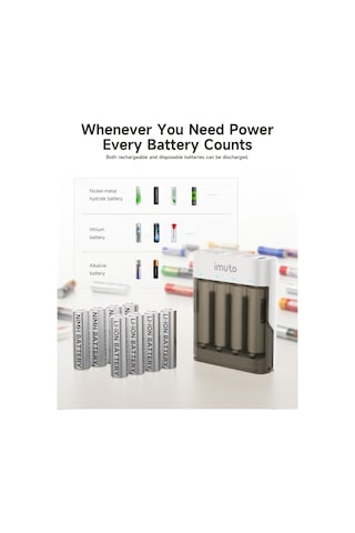 Ayrex Imuto 3600mwh Aa Şarj Edilebilir Pil + Power Case Şarj Kiti 4'lü Paket