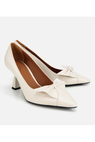 Hotiç Kadın Deri Ekru Fiyonk Detaylı İnce Topuklu Stiletto 01ayh315460a400 01ayh315460a400 Ekru