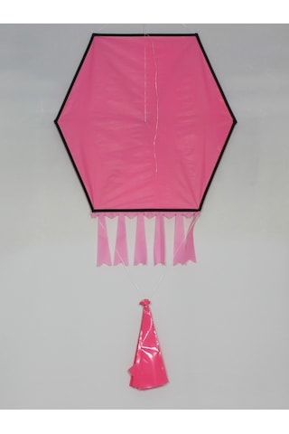 Kumaş Çerçeveli Altıgen Uçurtma - Düz Renk(Pembe)