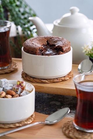 10 Cm 2'li Porselen Sufle Kabı Mini Fırın Kabı / Ramekin Kırık Beyaz