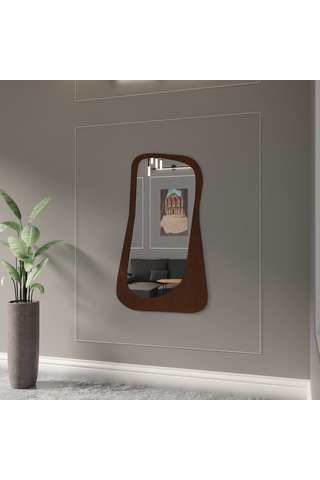 Dekoratif Lüks Pleksi Aynalı Ahşap Duvar Dekoru Kahverengi