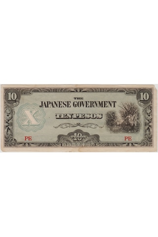 Japonya Iı. Dünya Savaşı İşgal Toprakları Filipinler 10 Peso 1942 Üst Köşede Ufak Eksikçok Çok Temiz+