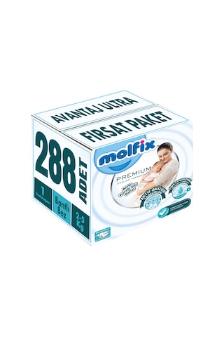 Molfix Premium Bebek Bezi Beden:1 2-5kg Yeni Doğan 288 Adet 4'lü