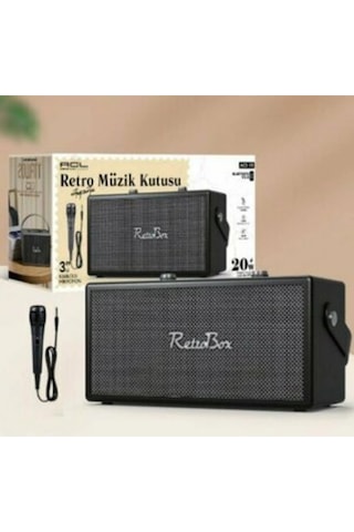 Acl Acs-19 Retro Müzik Kutusu Bluetooth 5.0 Hoparlör Kablolu Mikrofonlu Karaoke Destekli 20w Ses Sis