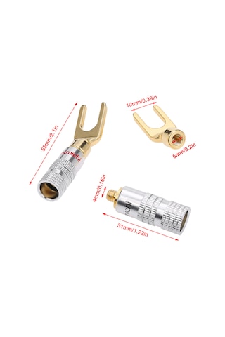 Leezsing 4 Çift Altın Kaplı Hoparlör Bağlantı Kablosu, Y Tipi, Ses Enstrümanı Amfi Adaptörü, Sol-sağ Ses Kanalı