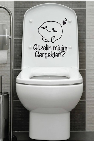 Güzelin Miyim Gerçekten Klozet Kapağı Banyo Wc Sticker 23x27 Cm